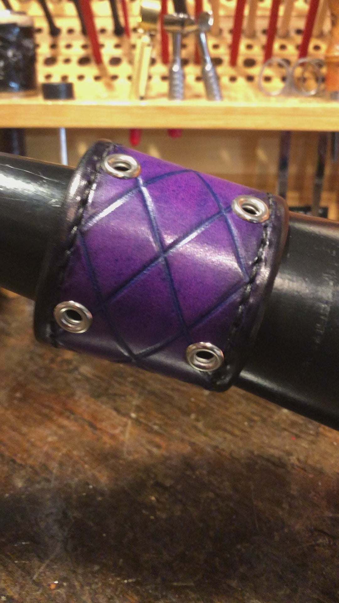 Purple Stressed Quilted Cuff Wristband with Diablo Snaps