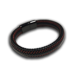 Red and Black Braided Leather Bracelet-Bracelet-Rockstar Leatherworks™