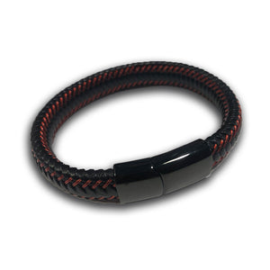 Red and Black Braided Leather Bracelet-Bracelet-Rockstar Leatherworks™