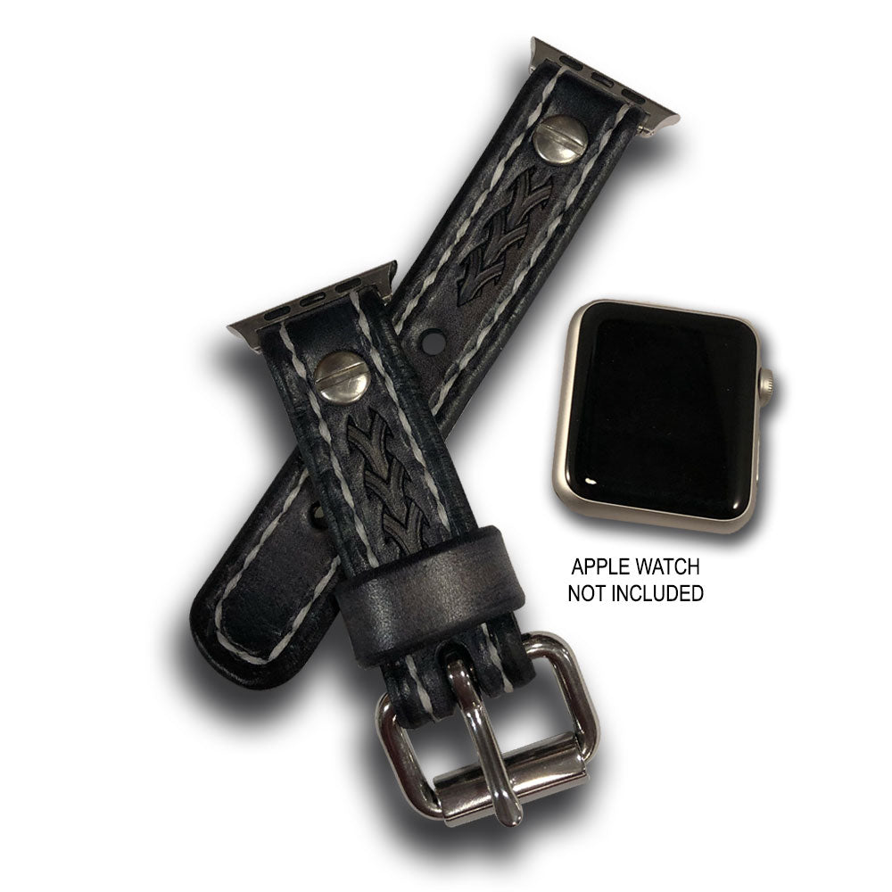Slate Stressed Apple iWatch Straps with Stainless Hardware-Custom Handmade Leather Watch Bands-Rockstar Leatherworks™