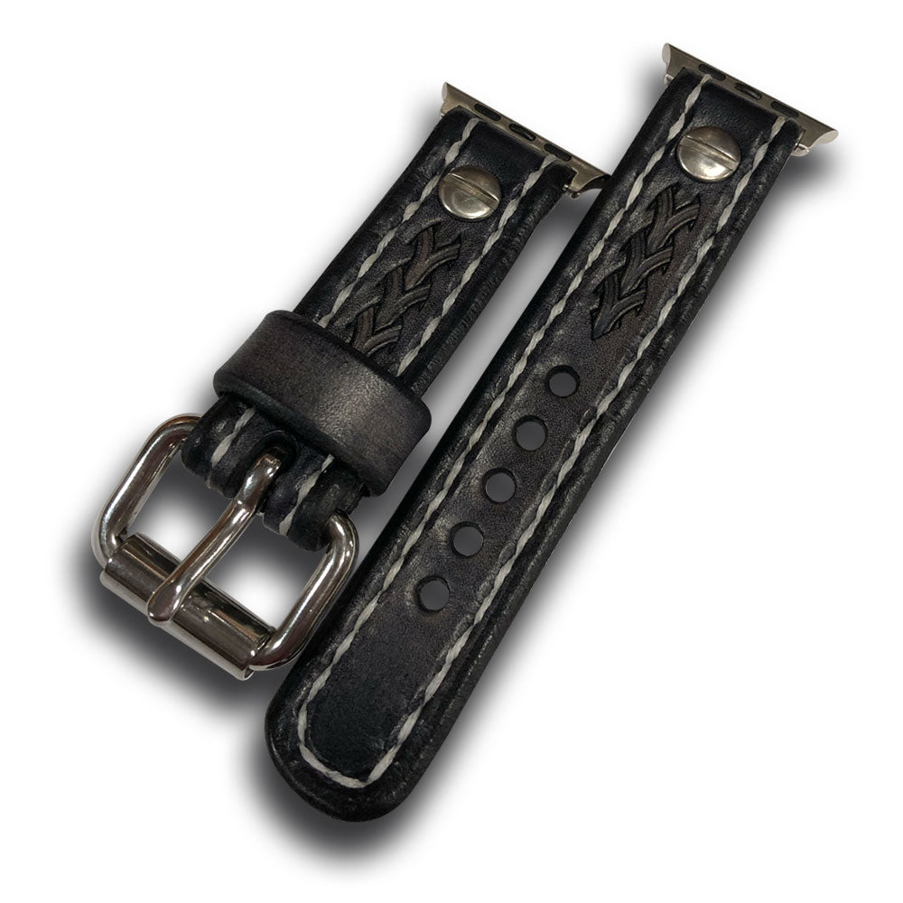 Slate Stressed Apple iWatch Straps with Stainless Hardware-Custom Handmade Leather Watch Bands-Rockstar Leatherworks™