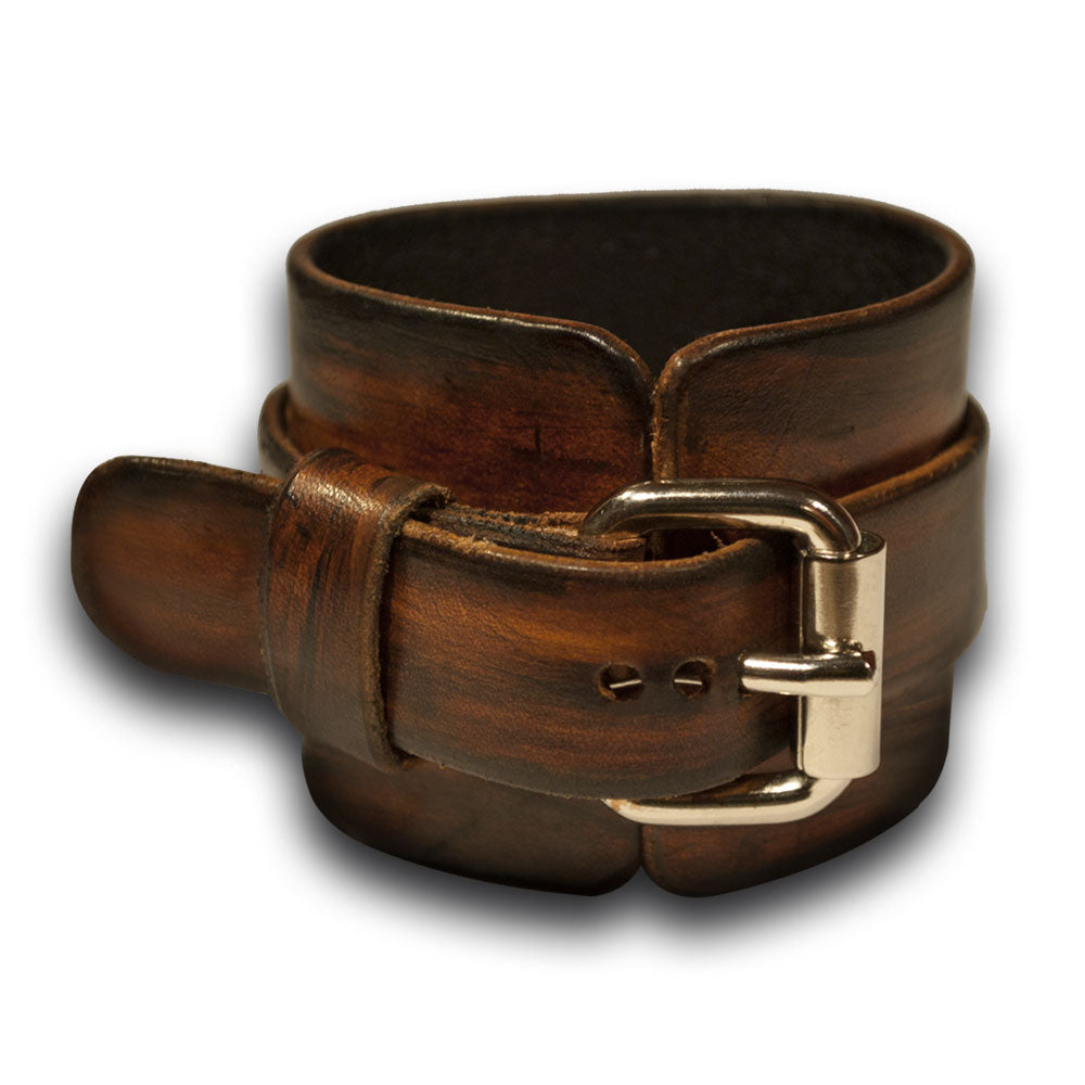 Timber Brown Stressed Wide Leather Cuff Watch-Leather Cuff Watches-Rockstar Leatherworks™