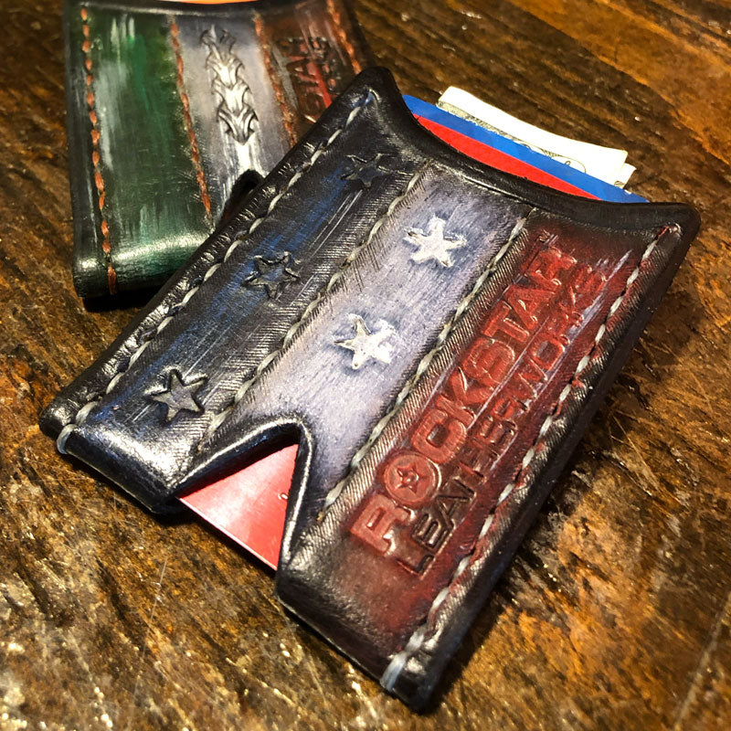 USA Flag Themed Leather Card Holder Wallet-Rockstar Leatherworks™