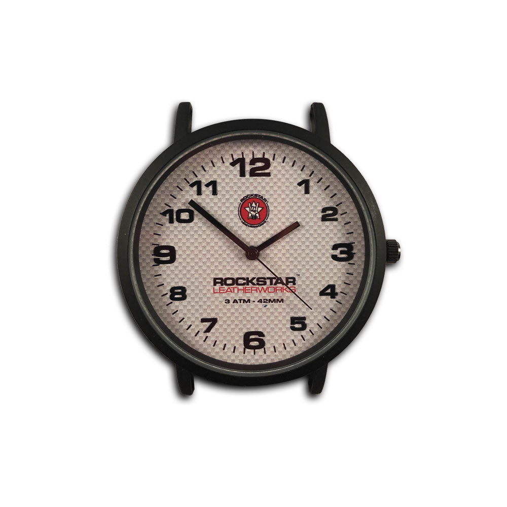 42mm Black Alloy Watch Face with White Dial-Gift Certs. & Parts-Rockstar Leatherworks™