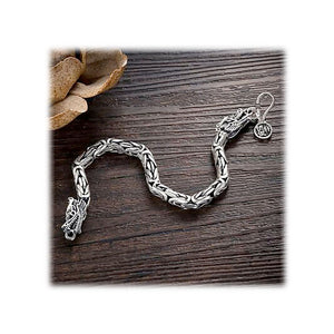 Silver Double Dragon Head Link Chain Bracelet-Bracelet-Rockstar Leatherworks™