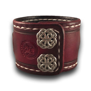 Red Stressed Leather Cuff Watch Band with Snaps-Custom Handmade Leather Watch Bands-Rockstar Leatherworks™