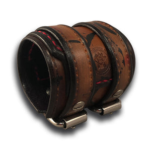 Layered Drake Leather Double Strap Cuff with Double Buckle-Leather Cuffs & Wristbands-Rockstar Leatherworks™