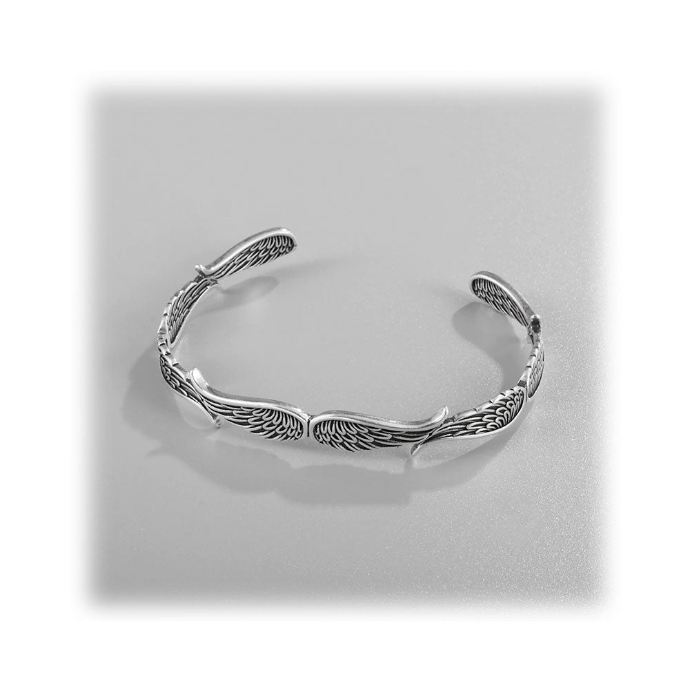 Angels Wings Silver Bracelet-Bracelet-Rockstar Leatherworks™