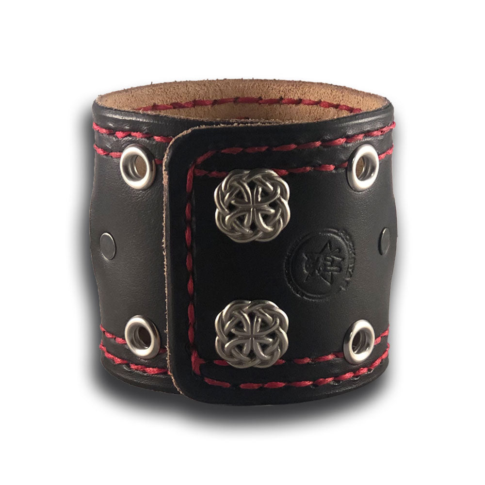 Black Apple iWatch Leather Cuff Watch Band with Celtic Snaps-Custom Handmade Leather Watch Bands-Rockstar Leatherworks™