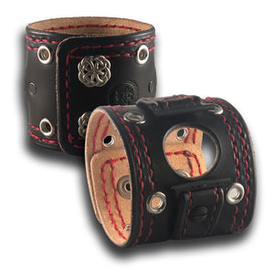 Black Apple iWatch Leather Cuff Watch Band with Celtic Snaps-Custom Handmade Leather Watch Bands-Rockstar Leatherworks™
