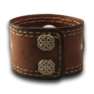 Mahogany Samsung Leather Cuff Watch Band with Celtic Snaps-Custom Handmade Leather Watch Bands-Rockstar Leatherworks™