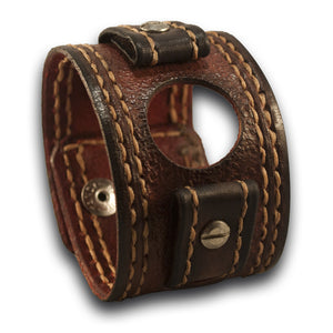 Mahogany Samsung Leather Cuff Watch Band with Celtic Snaps-Custom Handmade Leather Watch Bands-Rockstar Leatherworks™