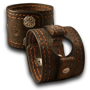 Bison Apple iWatch Leather Cuff Band with Celtic Snaps-Custom Handmade Leather Watch Bands-Rockstar Leatherworks™