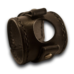 Black Apple iWatch Leather Cuff Watch Band with Stitching-Custom Handmade Leather Watch Bands-Rockstar Leatherworks™