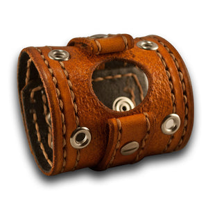 Range Tan Samsung Leather Cuff Band with Skull Snaps & Eyelets-Custom Handmade Leather Watch Bands-Rockstar Leatherworks™