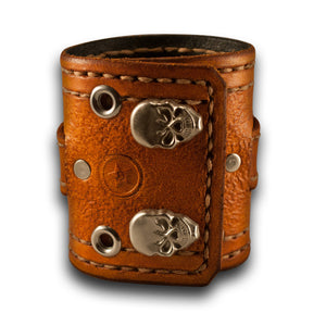 Range Tan Apple iWatch Leather Cuff Band with Skull Snaps & Eyelets-Custom Handmade Leather Watch Bands-Rockstar Leatherworks™