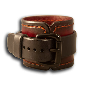 Oxblood Stressed Apple iWatch Leather Cuff Watch Band with Stitching-Custom Handmade Leather Watch Bands-Rockstar Leatherworks™