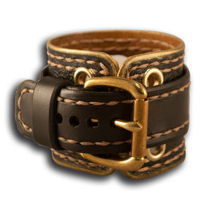 Black/Gold Apple iWatch Leather Cuff Band with Brass Eyelets-Custom Handmade Leather Watch Bands-Rockstar Leatherworks™