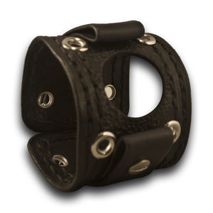 Black Apple Leather Cuff Watch Band with Stainless Eyelets-Custom Handmade Leather Watch Bands-Rockstar Leatherworks™