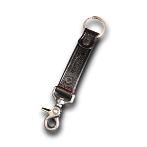 Black Leather Keychain with Red Stitching & Trigger Snap-Keychain-Rockstar Leatherworks™