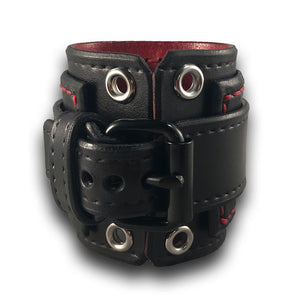 Black Drake Layered Leather Cuff Watch with Black Buckle-Leather Cuff Watches-Rockstar Leatherworks™