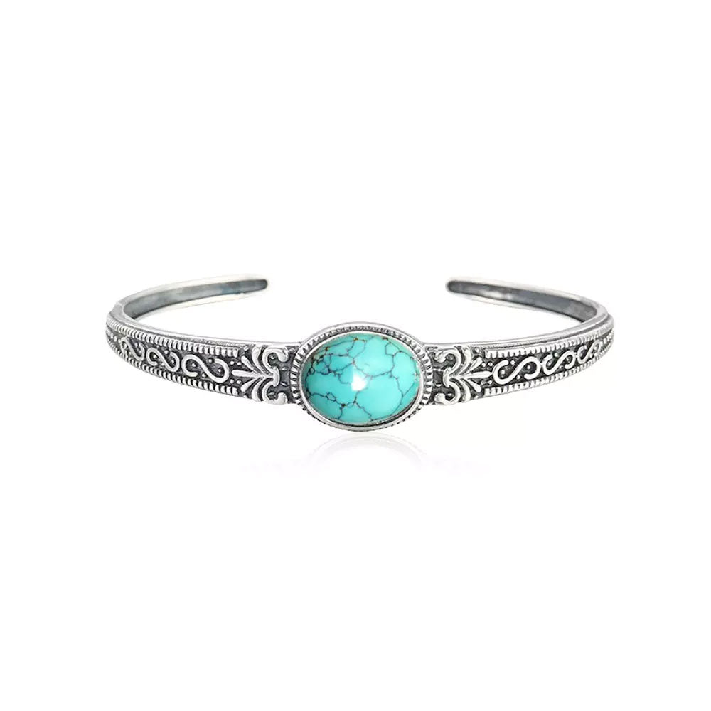 Silver and Turquoise Bracelet-Bracelet-Rockstar Leatherworks™