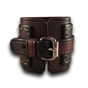 Bordeaux Stressed Drake Leather Cuff Watch with Stainless 42mm-Leather Cuff Watches-Rockstar Leatherworks™