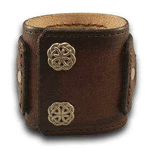 Bordeaux & Tan Drake Leather Cuff Watch with Celtic Snaps-Leather Cuff Watches-Rockstar Leatherworks™
