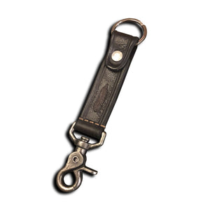 Brown Leather Keychain with Beige Stitching & Trigger Snap-Keychain-Rockstar Leatherworks™