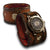 Brown Leather Cuff Watch w/ Celtic Snap & Multi-Color Stitching-Leather Cuff Watches-Rockstar Leatherworks™