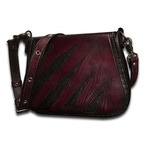 Oxblood & Black Tiger Claw Leather Handbag-Rockstar Leatherworks™