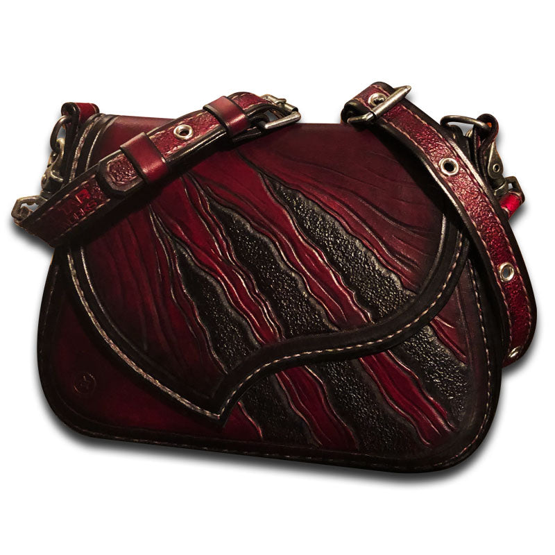 Oxblood & Black Tiger Claw Leather Handbag-Rockstar Leatherworks™