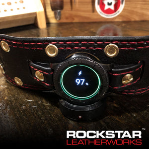 Black Samsung Leather Cuff Watch Band with Eyelets-Custom Handmade Leather Watch Bands-Rockstar Leatherworks™