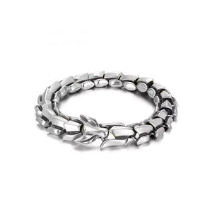 Silver Dragon Head Link Bracelet-Bracelet-Rockstar Leatherworks™