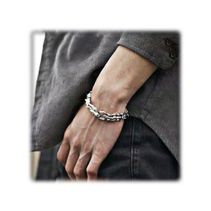 Silver Dragon Head Link Bracelet-Bracelet-Rockstar Leatherworks™