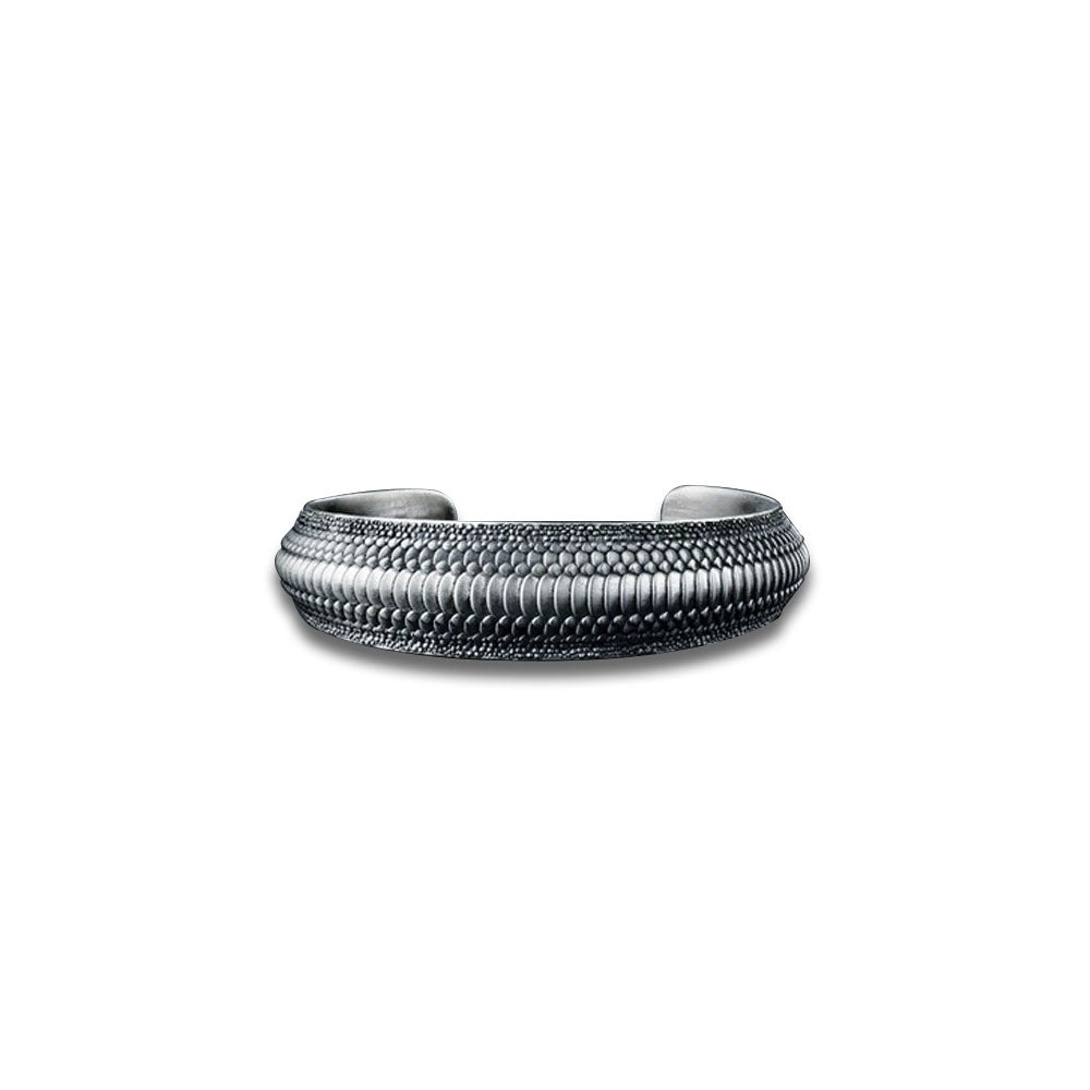 Silver and Black Snake Skin Bracelet Bangle-Bracelet-Rockstar Leatherworks™