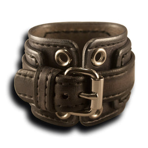 Slate Drake Leather Cuff Watch w/ Stainless 42mm Sapphire, 10ATM-Leather Cuff Watches-Rockstar Leatherworks™