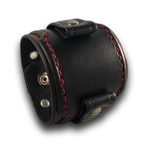 Red & Black Drake Leather Cuff Watch Band with Eyelets & Snaps-Custom Handmade Leather Watch Bands-Rockstar Leatherworks™