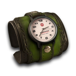 Black & Green Layered Rockstar Drake Leather Cuff Watch-Leather Cuff Watches-Rockstar Leatherworks™