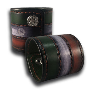 Irish Flag Leather Cuff Wristband with Celtic Snaps-Leather Cuffs & Wristbands-Rockstar Leatherworks™