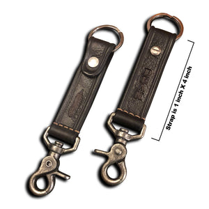 Brown Leather Keychain with Beige Stitching & Trigger Snap-Keychain-Rockstar Leatherworks™