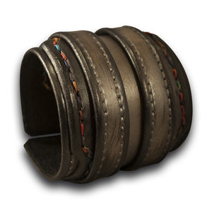 Silver Drake Leather Double Buckle Double Strap Cuff Wristband-Leather Cuffs & Wristbands-Rockstar Leatherworks™