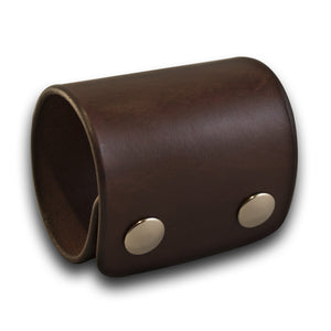 Wide Dark Mahogany Leather Cuff Wristband w/ Stainless Snaps-Leather Cuffs & Wristbands-Rockstar Leatherworks™