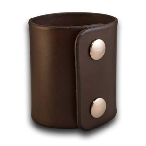 Wide Dark Mahogany Leather Cuff Wristband w/ Stainless Snaps-Leather Cuffs & Wristbands-Rockstar Leatherworks™