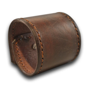Mahogany Leather Cuff with Rust Hand Stitching & Stud-Leather Cuffs & Wristbands-Rockstar Leatherworks™
