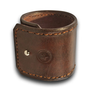 Mahogany Leather Cuff with Rust Hand Stitching & Stud-Leather Cuffs & Wristbands-Rockstar Leatherworks™