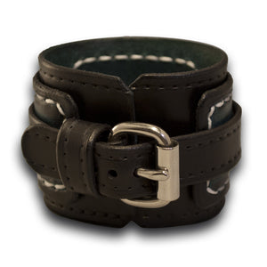 Black and Blue Rockstar Layered Leather Cuff Watch Band-Custom Handmade Leather Watch Bands-Rockstar Leatherworks™
