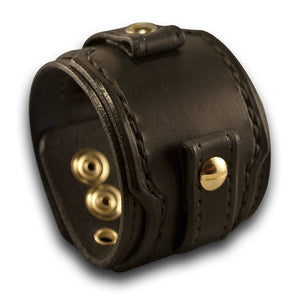 Black Drake Layered Leather Cuff Watch Band w/ Eyelets & Snaps-Custom Handmade Leather Watch Bands-Rockstar Leatherworks™