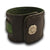 Black & Green Leather Cuff Watch Band w/ Stitching & Celtic Snap-Custom Handmade Leather Watch Bands-Rockstar Leatherworks™