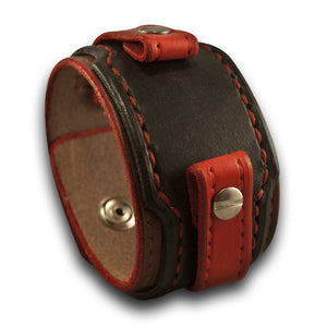 Black, Red, Mahogany Drake Leather Cuff Watch Band with Snaps-Custom Handmade Leather Watch Bands-Rockstar Leatherworks™